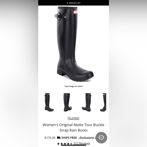 Hunter Women’s Original Matte Tour Buckle Strap Rain Boots - Picture 2 of 14